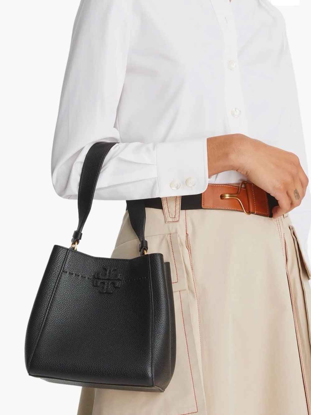 Tory Burch Black Pebbled Leather Shoulder Bag